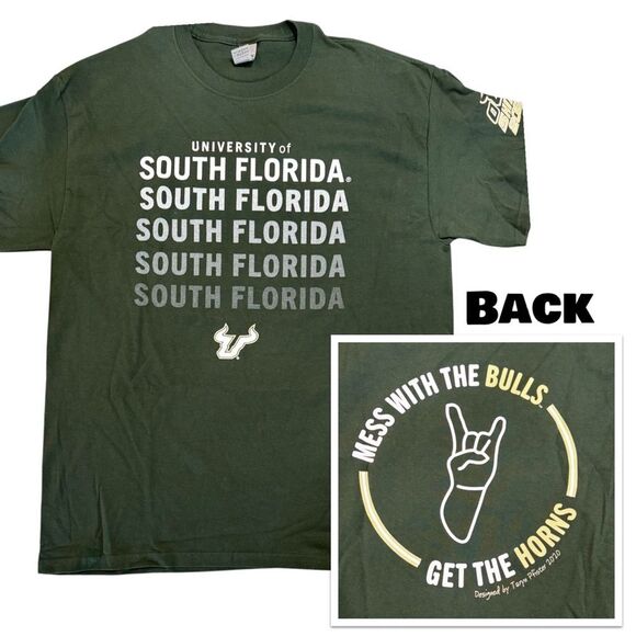 University Of South Florida- Mess With The Bulls Get The Horns Women’s Tee. 2XL - Picture 1 of 8